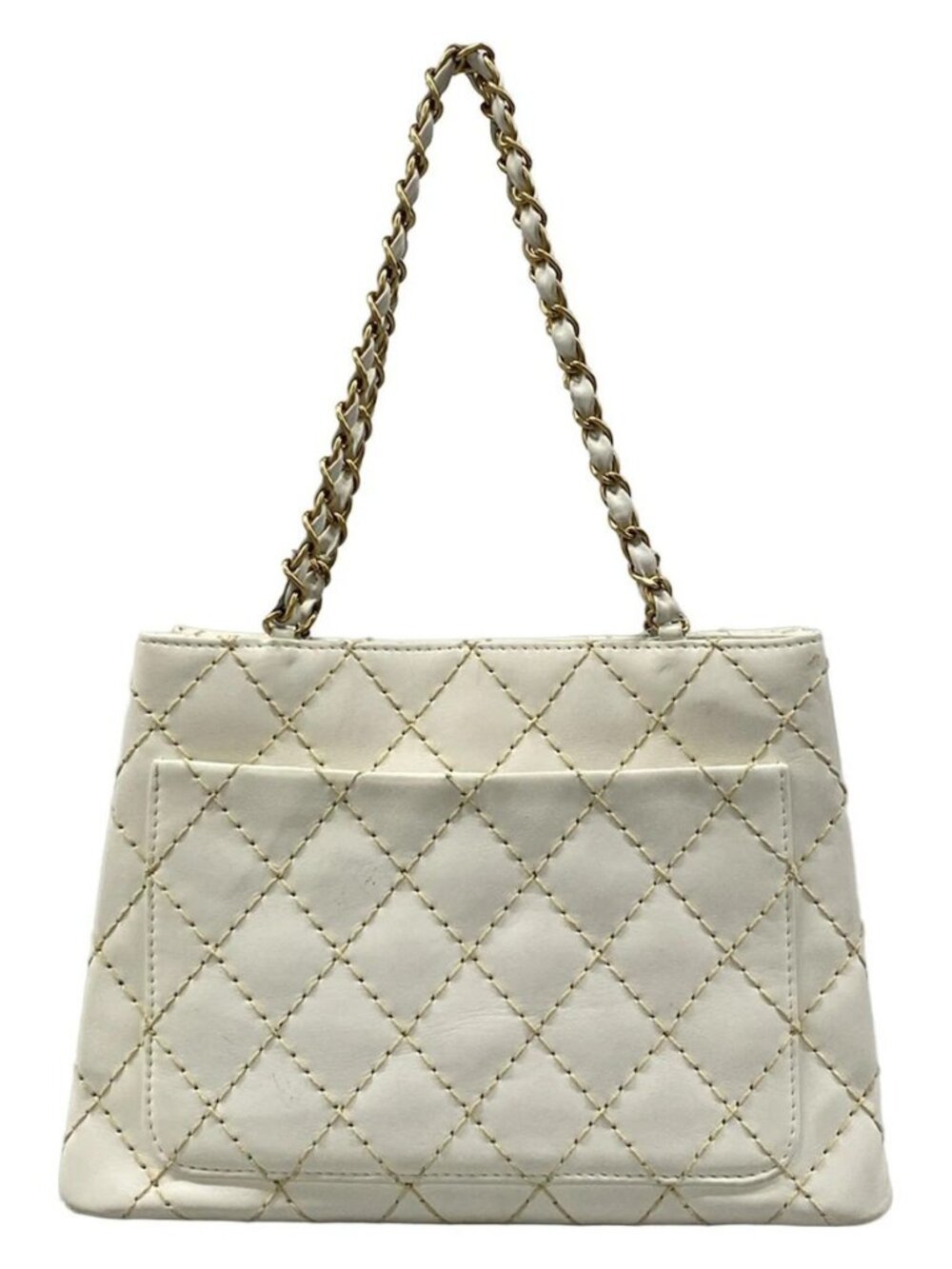 CHANEL Wild Stitch / Matelasse White Leather Shoulder Bag gold hardware - Picture 3 of 15